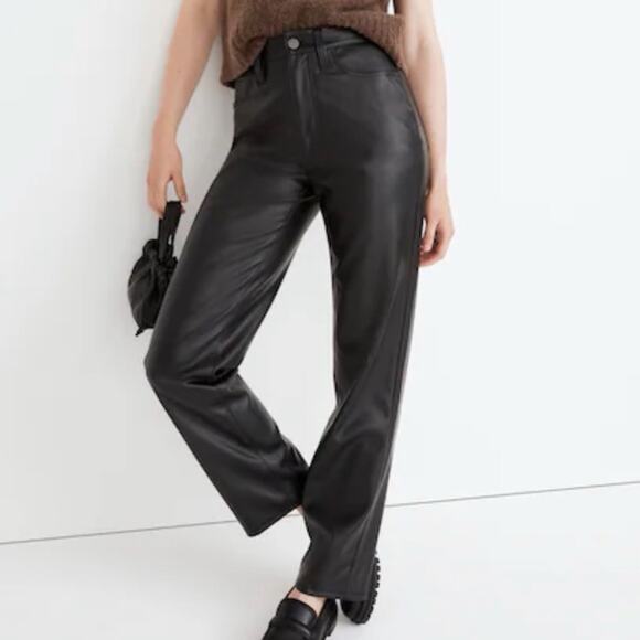 Madewell Pants - nwt Madewell The Perfect Vintage Straight leg Faux Leather Pants size 28 Black